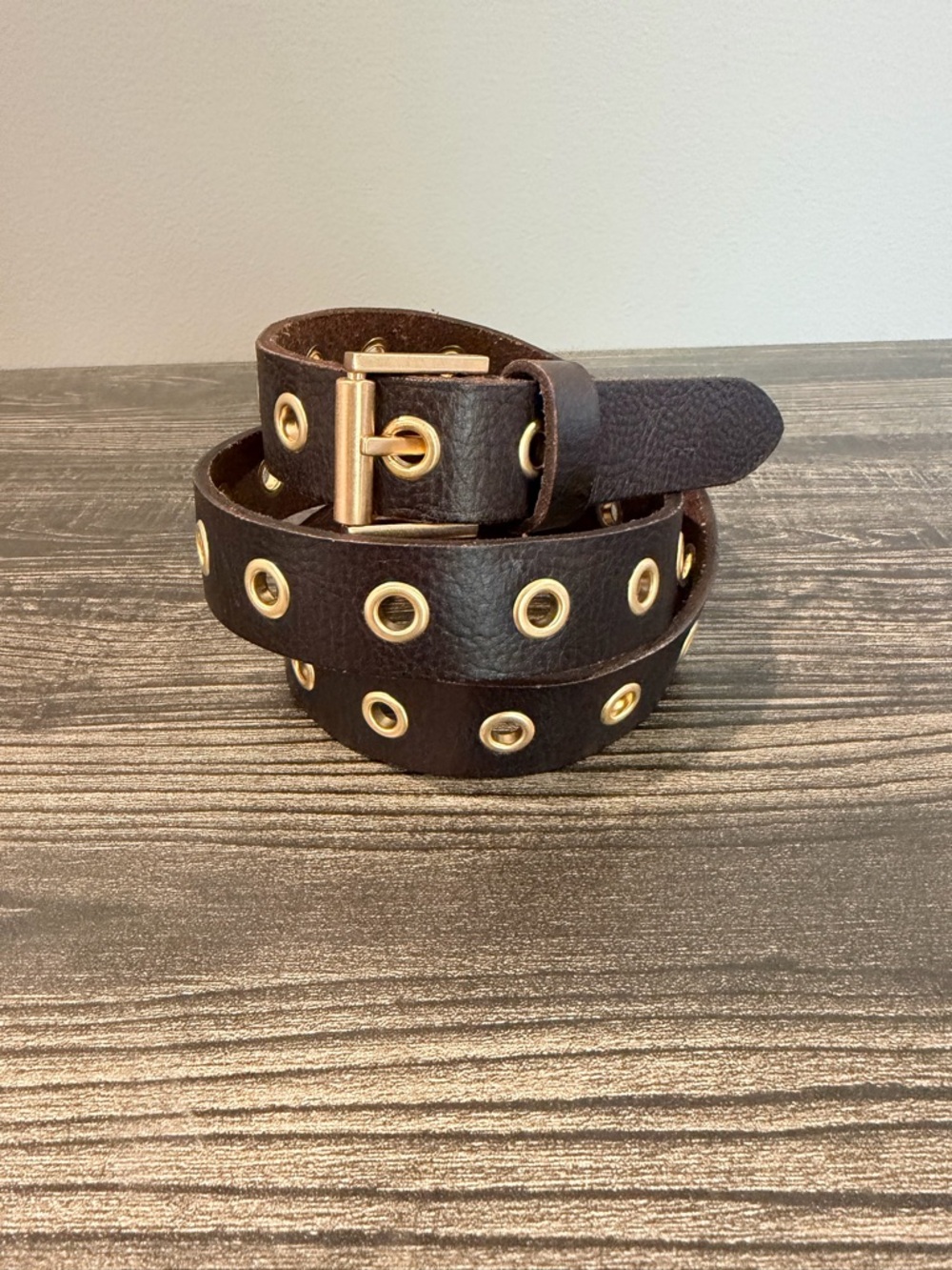 ALLSAINTS brown & gold leather belt. Size small.